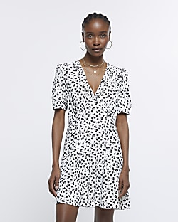 River island swing dress with high neck discount in polka dot