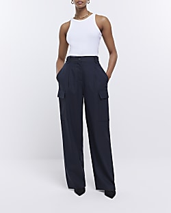 River island tapered on sale cargo trousers in black