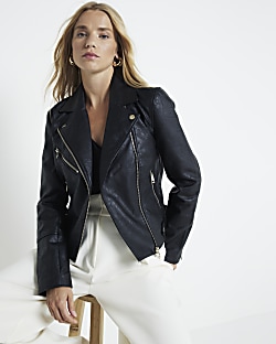 Fake leather clearance biker jacket womens