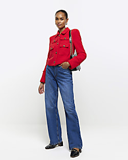 Ecru high waisted relaxed straight jeans | River Island