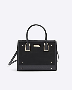 River island black online suede bag