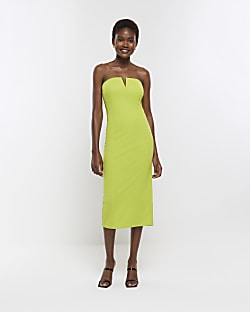 Lime green clearance bodycon midi dress