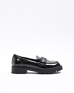 Ladies black chunky store loafers