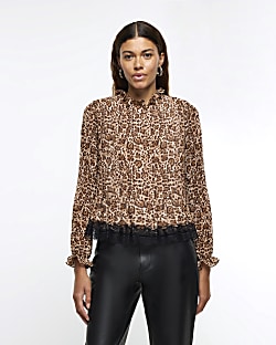 River island red store leopard print top