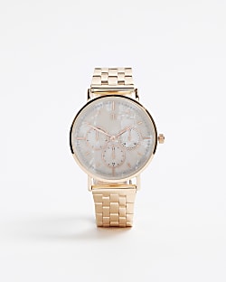 Gold Diamante Face Watch River Island