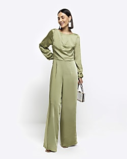 Green discount silk jumpsuit