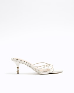 White strappy best sale kitten heel sandals