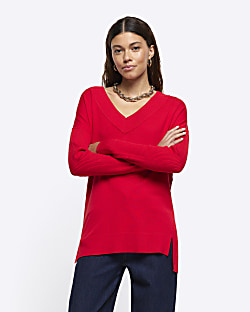 Red jumper hot sale v neck