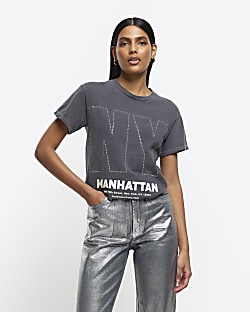 River island diamante t hot sale shirt