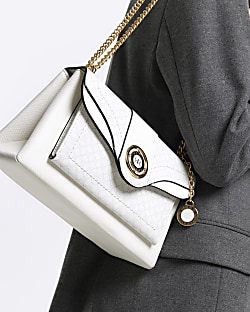 White RI monogram chain shoulder bag River Island