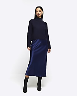 Blue velvet outlet skirt river island