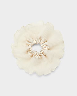 White ruffle hair scrunchie