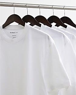 White Regular Fit Cotton Pack Of 5 T-Shirt