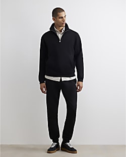 Black Regular Fit Cuffed Hem Joggers