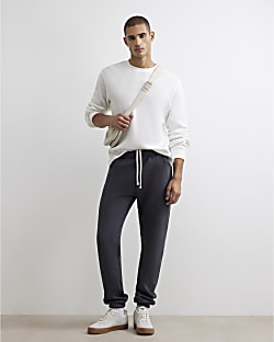 Grey Regular Fit Cuffed Hem Joggers