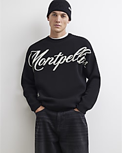 Black Oversized Fit Knit Montpellier Jumper