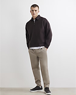 Stone Slim Fit Pique Turnup Hem Joggers