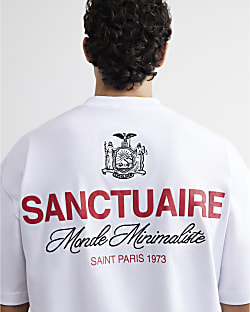 White Cotton Sanctuaire Crest T-Shirt