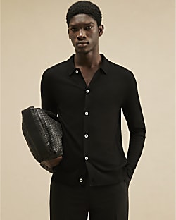 Black Button Through Knit Cardigan