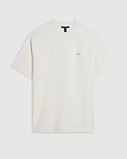 White Slim Fit Vertical Stripe T-Shirt