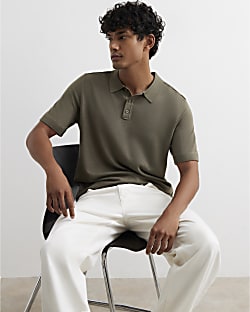 Khaki Slim Fit Knitted Polo Shirt