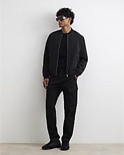 Black Skinny Fit Cotton Cargo Trousers