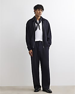 Black Wide Leg Pinstripe Joggers