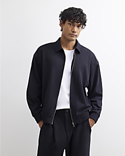 Black Pinstripe Zipped Sweatshirt
