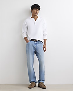 Blue Straight Leg Jeans