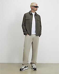 Green Muscle Fit Snap Front Shacket