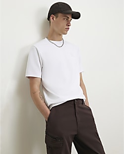 White Slim Fit Embroidered RI T-Shirt