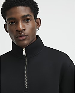 Black Premium Funnel Neck Sweatshirt