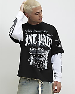 Black Oversized Fit Cotton Cherub T-Shirt