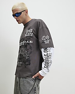 Grey Oversized Fit Cotton Cherub T-Shirt