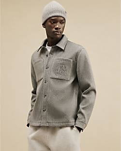 Grey Embroidered Chest Pocket Overshirt