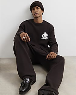 Brown Cosy Monogram Crew Neck Jumper
