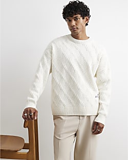 Cream Oversized Fit Atelier Cable Knit Jumper