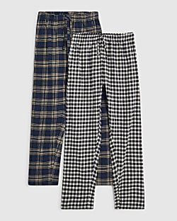 Navy Woven Bottoms Pack Of 2 Loungewear Set