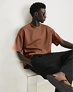 Brown RI Studio Boxy Crew Neck T-Shirt