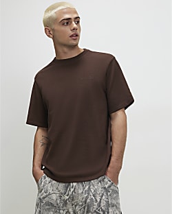 Brown Regular Fit Cotton Ame Saint T-Shirt