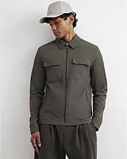 Green Muscle Fit Defined Shacket