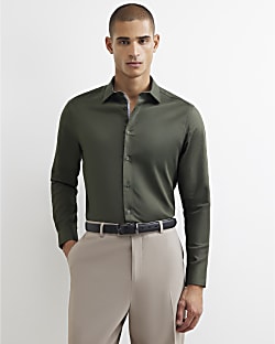 Green Slim Fit Twill Shirt