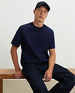 Navy Regular Fit Cotton  Interlock T-Shirt