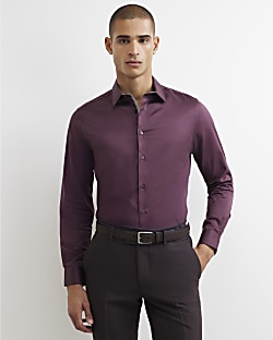 Burgundy Slim Fit Twill Shirt
