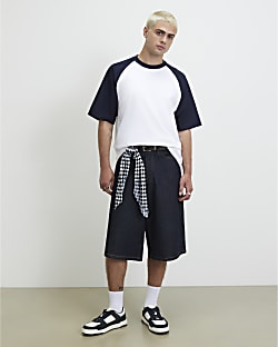 White Oversized Fit Raglan Sleeve T-Shirt