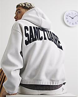 Grey Oversized Fit Sanctuaire Hoodie