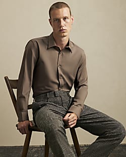 Brown Slim Fit Cotton Shirt