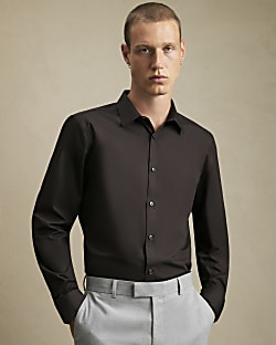 Brown Slim Fit Cotton Shirt