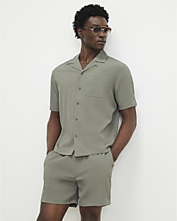 Green Short Sleeve Regular Fit Seersucker Set