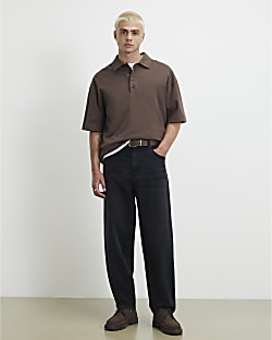 Black Barrel Leg Jeans